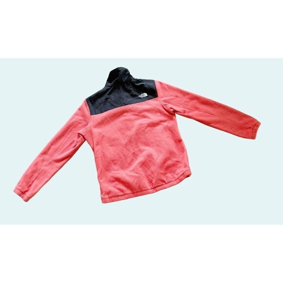NORTH FACE Women's Orange / Peach & Dark Grey 1/4 Button Fleece Pullover… - Picture 5 of 8